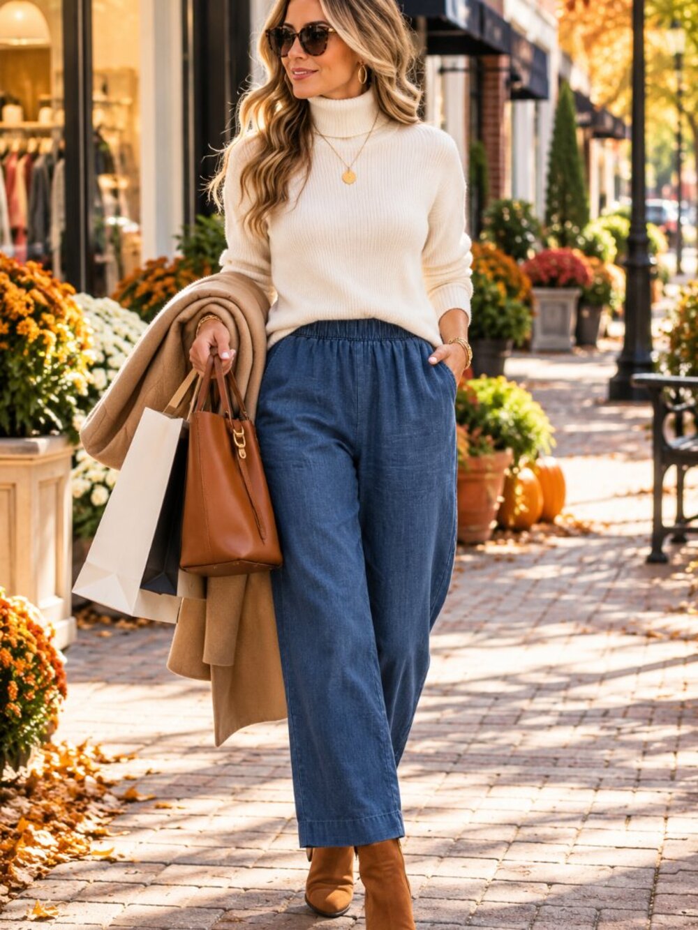 Pure Jill J.Jill XL Tencel Lyocell Blue Pull On Wide Leg Pants